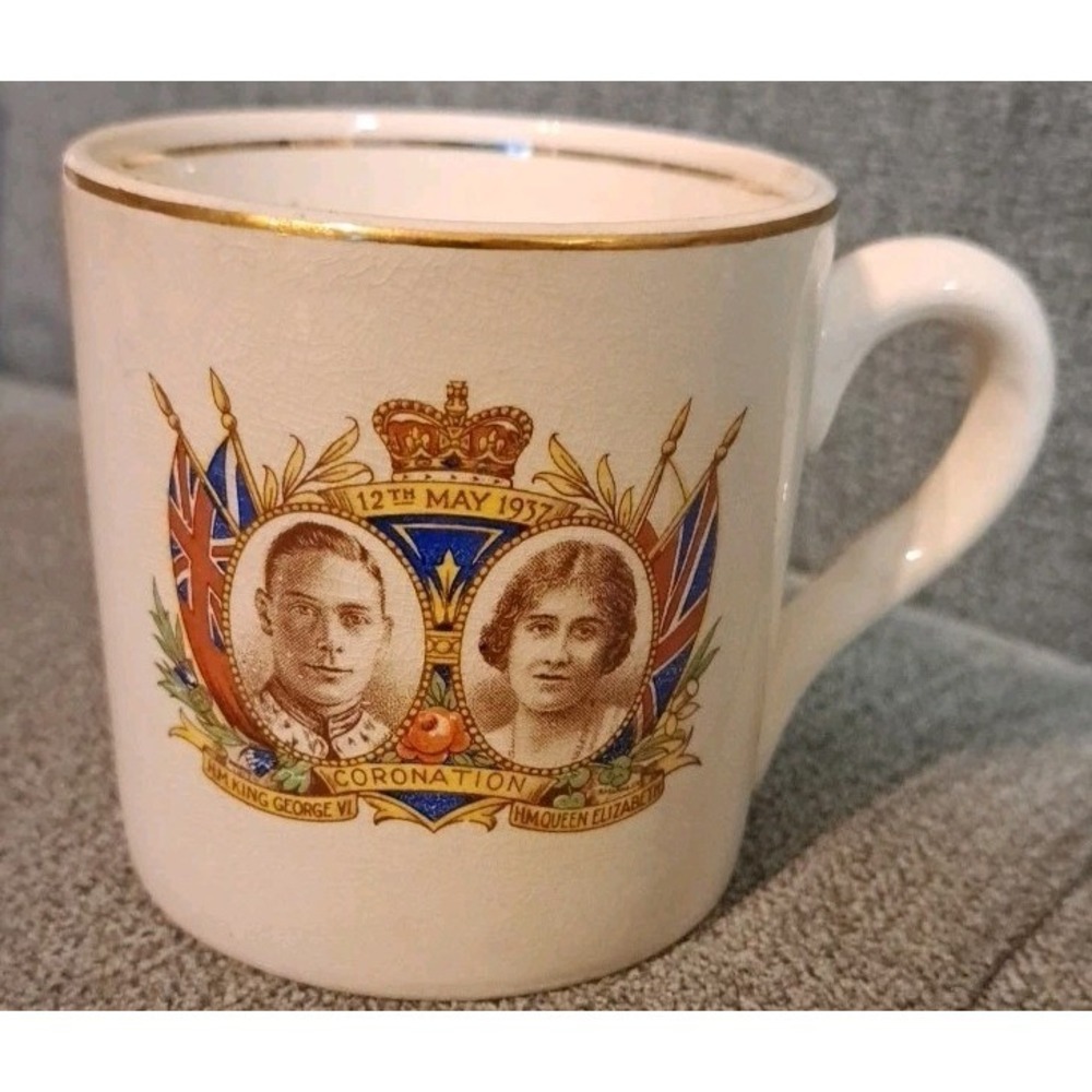 Vintage King George VI & HM Queen Elizabeth Coronation Mug May 12, 1937